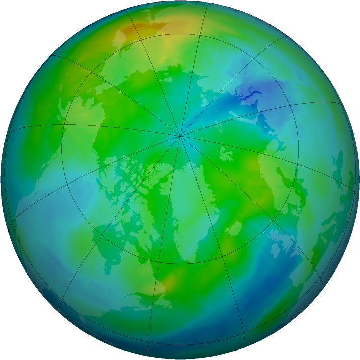 Arctic ozone map for 21 October 2015